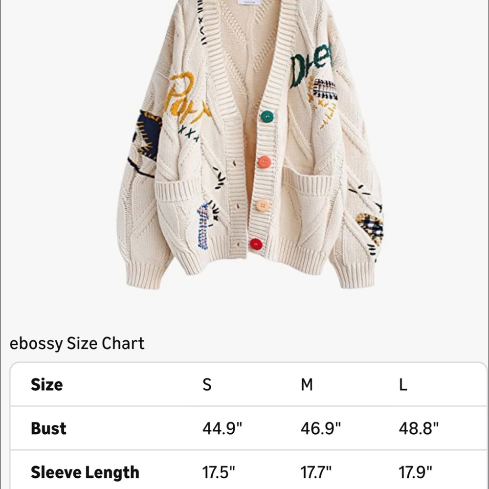 Embroidered Cream Cardigan - Picture 3 of 4